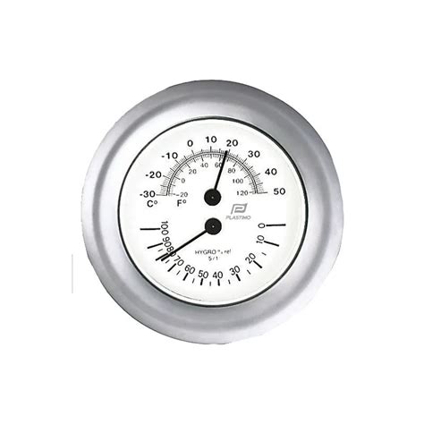 Thermo Hygrometer 4 Inch Matte Chrome Plastimo