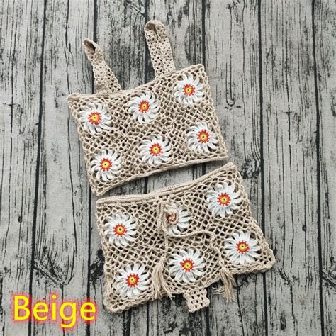 2 Piece Set Crochet Swim Top Bottom Bikini Women Swimwear Etsy