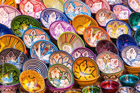 ESSAOUIRA, MOROCCO - NOVEMBER 20, 2018: Moroccan pottery in Essaouira ...