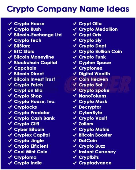 999 Crypto Company Name Ideas 2023 Name Guider