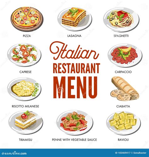 Italian Cuisine Food Traditional Dishes Stock Vector, 58% OFF