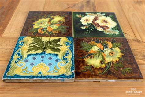 Salvaged Victorian Tiles With Floral Detail