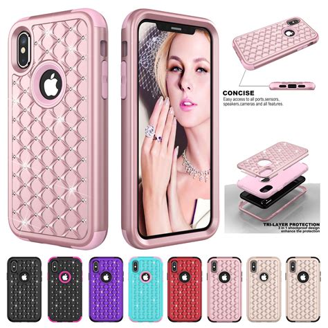 For Iphone 13 Pro Max 12 11 Pro Xs Max Xr 8 7 Phone Case Bling Hybrid