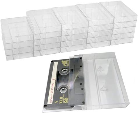 Evelots 25 Pack Cassette Tape Cases Clear Plastic Storage