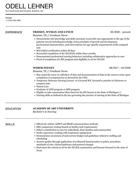 New Grad Rn Resume Template