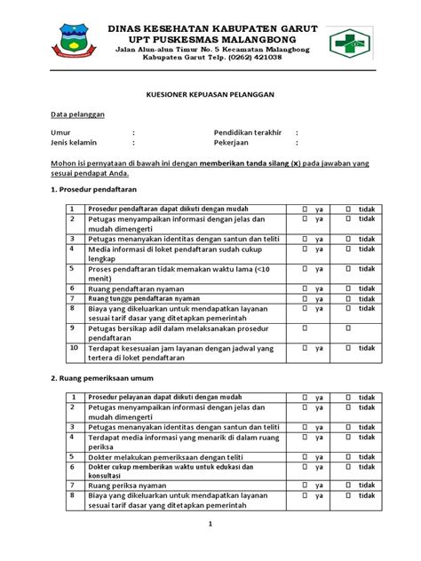 Kuesioner Kepuasan Pelanggan Riset