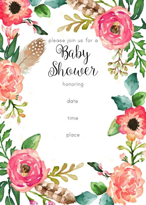 Free Printable Rose Baby Shower Invitation Idea Free Printable Baby