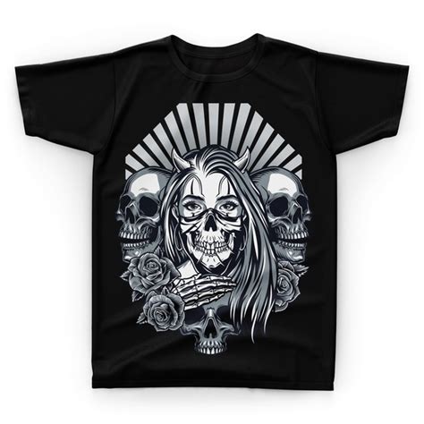 Camiseta Camisa Caveira Mexicana Skull Vintage Tattoo E