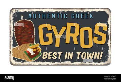 Gyros Vintage Rusty Metal Sign On A White Background Vector Illustration Stock Vector Image