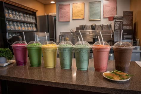 Smoothie Coffee Shop With Menu Of Smoothies Shakes And Frappes Stock