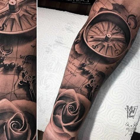 Forearm Compass Tattoo Designs