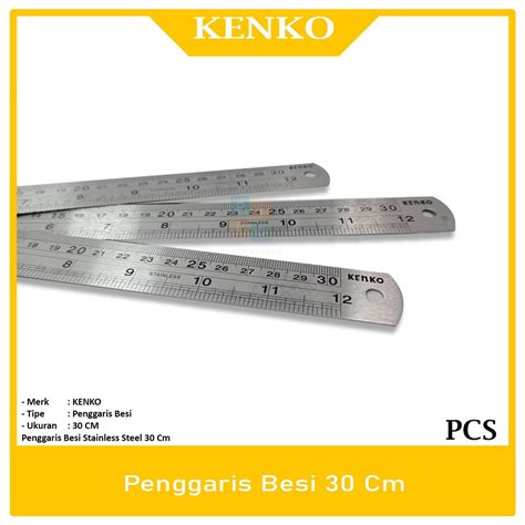 Jual Penggaris Mistar Besi Stainless Steel 30 Cm Kenko Shopee Indonesia