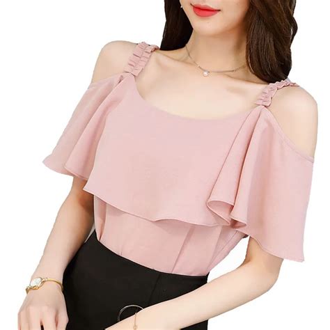 2018 Women Summer Style Chiffon Blouses Shirts Lady Girls Short Batwing