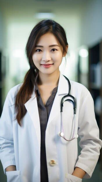 Premium Ai Image Young Pretty Smiling Asian Woman Doctor Portrait