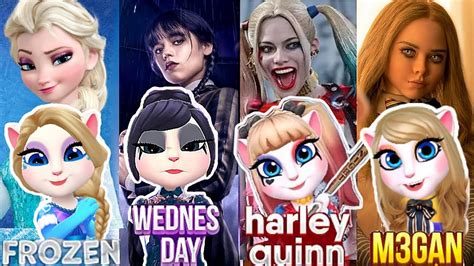 Wednesday Addams Lady VS Harley Quinn VS M3GAN Doll Scary Vs Frozen