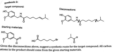 Solved Synthesis 2 Target Compound Disconnections Chegg