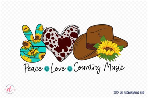 Peace Love Country Music | Western PNG Graphic by CraftlabSVG ...