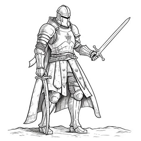 Premium AI Image | a drawing of a knight with a sword and shield