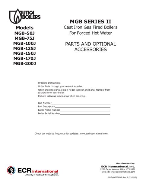 Utica Boilers Mgb Ii Mgc Parts List