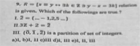 Solved 9 N [x Y⋯ak∈z Y−x−3k] Rutation Is Given Which Of