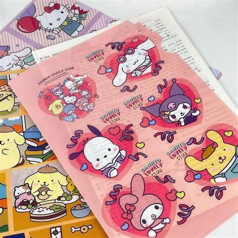 A4 Folder Kawaii Sanrio Kuromi Moja Melodia Cinnamoroll Cartoon W