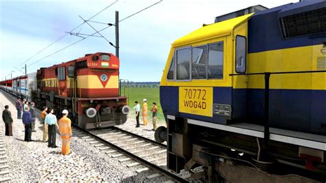 WDM3D Rajdhani Express Loco Failed Rescue By GY WDG4D Indian Train