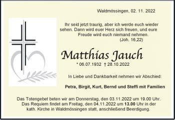 Traueranzeigen Von Matthias Jauch Schwarzw Lder Bote Trauer