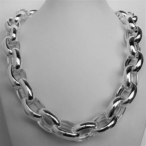 Sterling Silver Oval Rolo Link Necklace