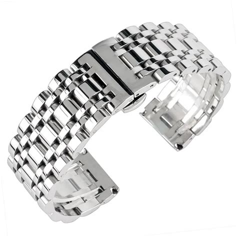 Luxury Silver 202224mm Watchband For Men Women Stainless Steel Watch Band Strap Bracelet