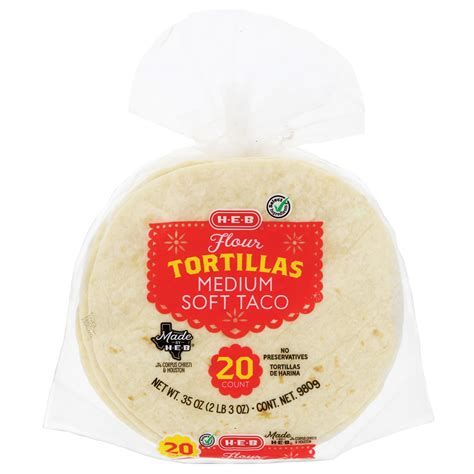 H E B Medium Soft Taco Flour Tortillas Shop Tortillas At H E B