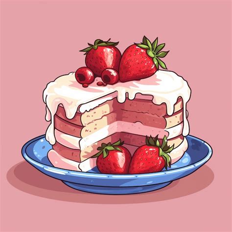 Premium Photo There Is A Piece Of Cake With Strawberries On Top Of It