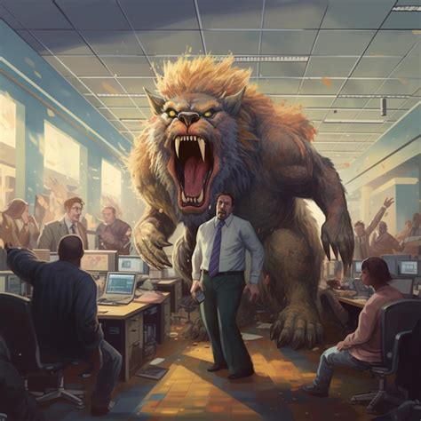 Premium Ai Image Lion Monster Is Bigger Than The Image Of The Office