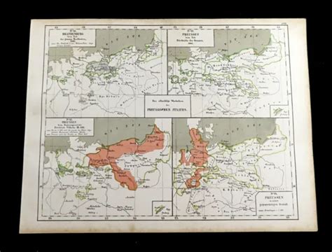 PRUSSIAN EMPIRE MAP Germany Historical Borders GERMAN Antique Engraving ...