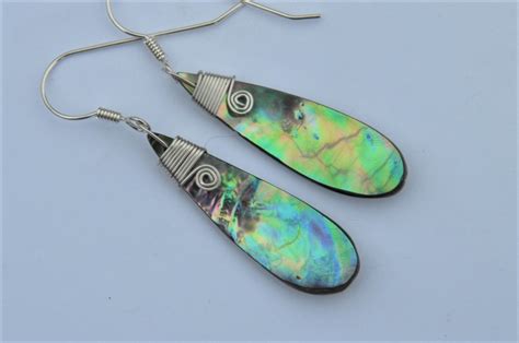 New Zealand Paua Shell Sterling Silver Earrings Felt