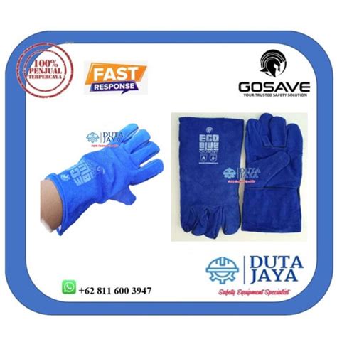 Jual Sarung Tangan Kulit Las Welding Anti Panas Inch Eco Blue Gosave