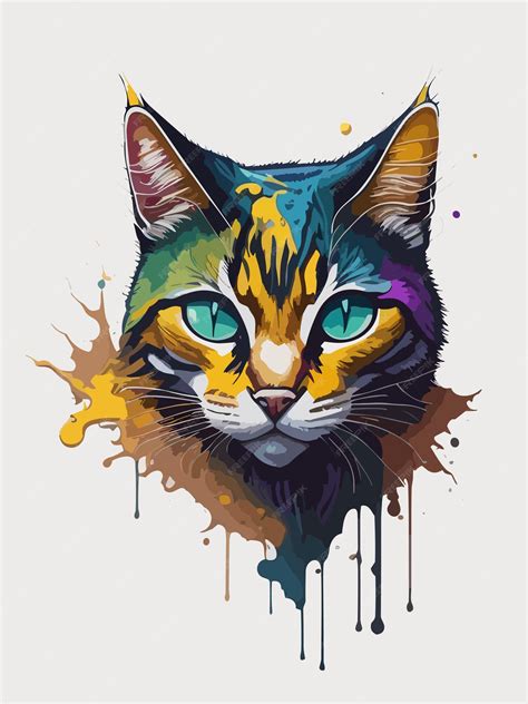 Premium Vector Wpap Splash Color Cute Cat Head Artwork Vector