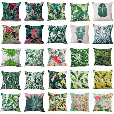 Pillows Case Floral Tropical Plant Decorative Cotton Linen Cushion