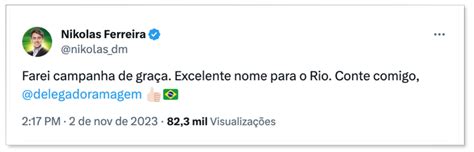 Nikolas diz que fará campanha de graça para Ramagem no Rio Notícias