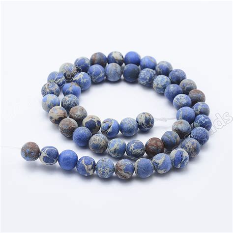 8mm Lapis Blue Imperial Jasper Round Beads Genuine Gemstone