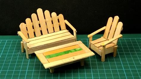 Popsicle Stick Crafts Miniature Furniture Doll Chair And Table 9 Youtube