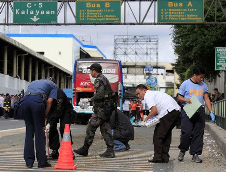 Filipino Police Investigators Collect Evidence Crime Editorial Stock