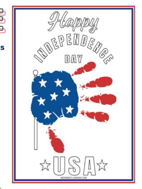 Free Fourth Of July Handprint Printable Story