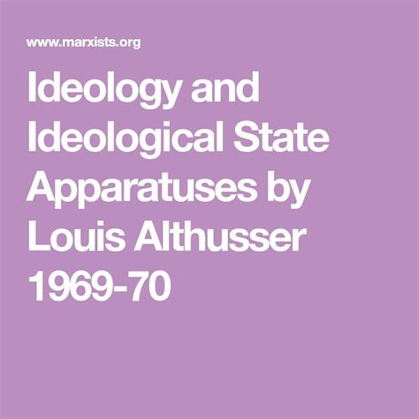 Ideology And Ideological State Apparatuses By Louis Althusser