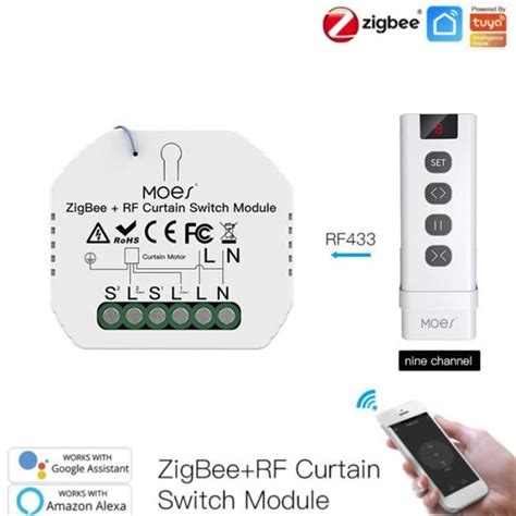 Set 1 Module De Commutateur Tuya Zigbee Rf433 Pour Volet Roulant