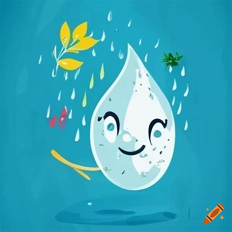 Illustration D Une Goutte De Pluie Avec Un Visage On Craiyon