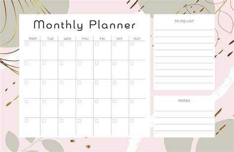 Premium Vector | Monthly planner calendar template