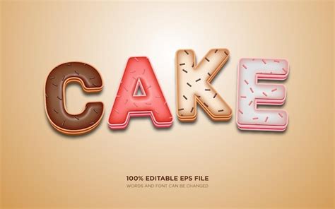 Premium Vector Cake D Editable Text Style Effect