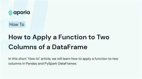 How To Apply Function To Two Columns Of A Dataframe