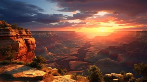 Premium Photo | Canyon landscape at sunrise