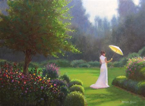 Lady In Garden Painting Jeremy Sams Art